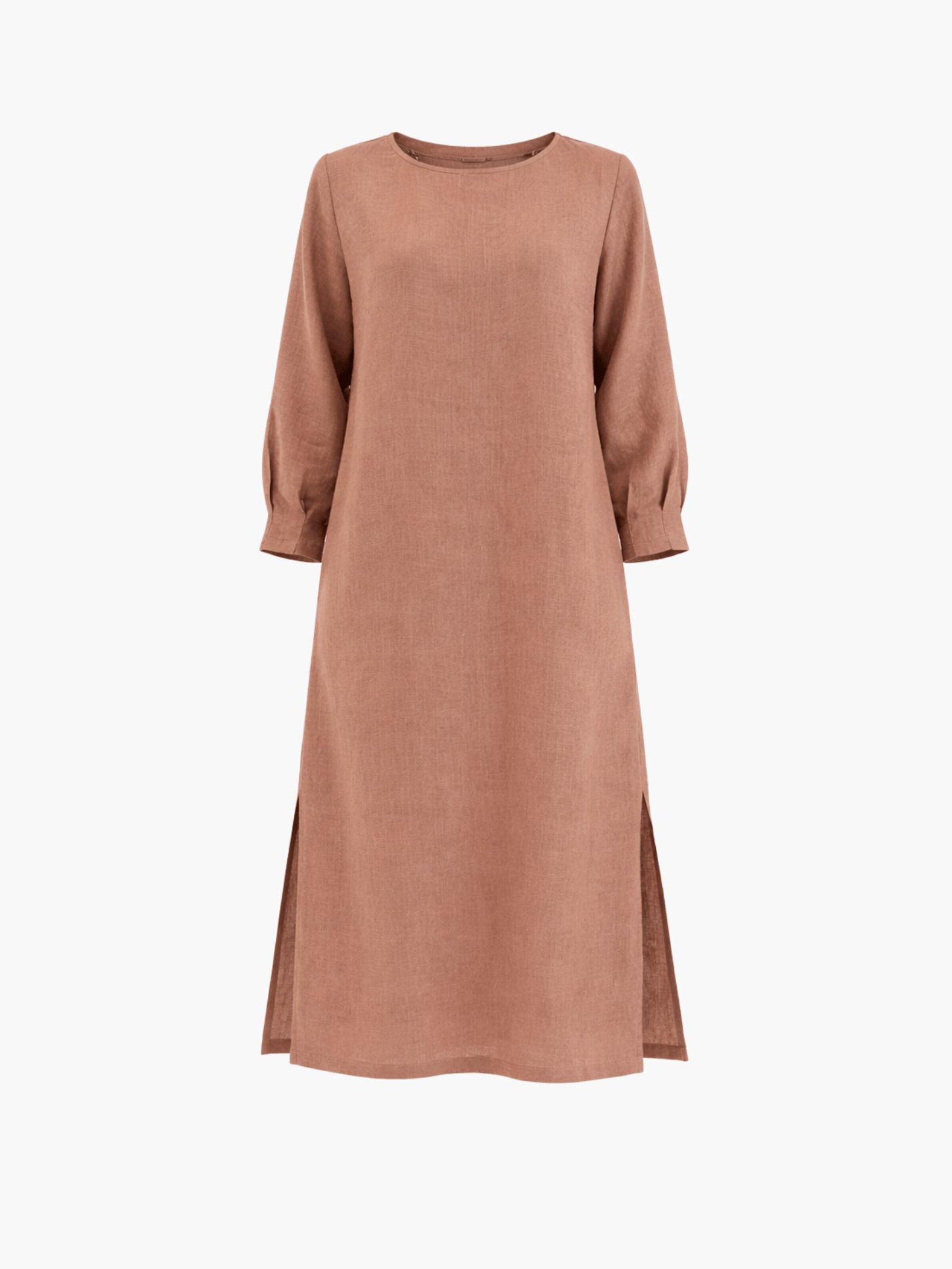 AmourLinen Kleid 'Amalia'‌‌‌‌‌‌‌ in Braun: Vorderseite