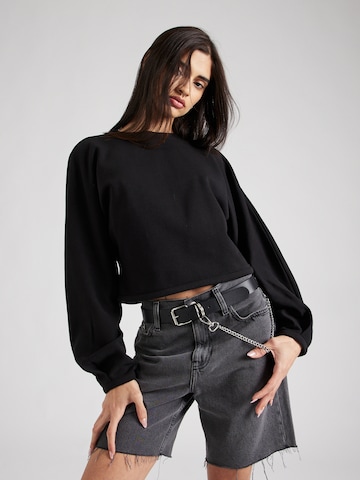 Sweat-shirt QS en noir : devant