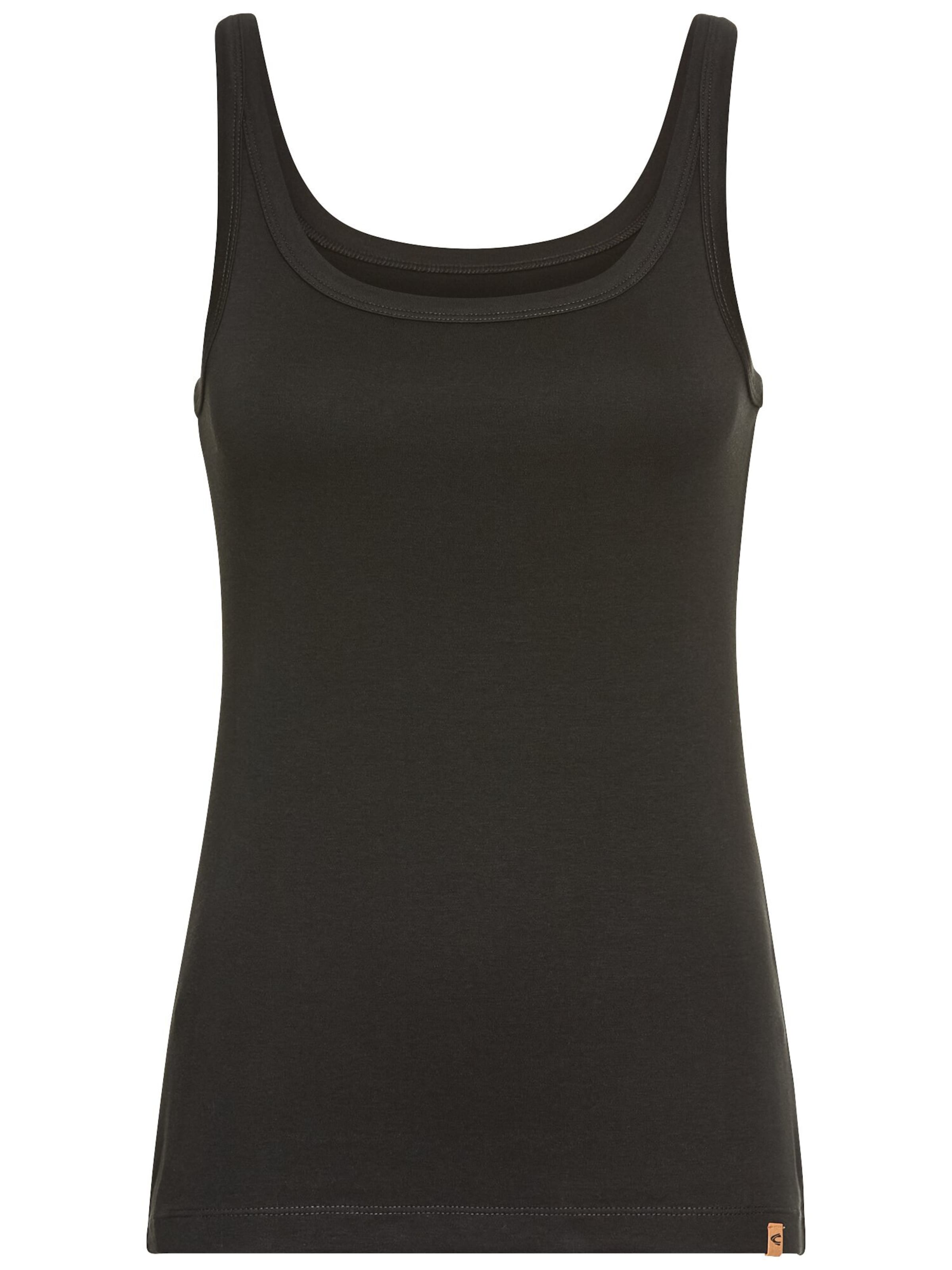CAMEL ACTIVE Basic Top aus reiner Baumwolle in Schwarz: Vorderseite
