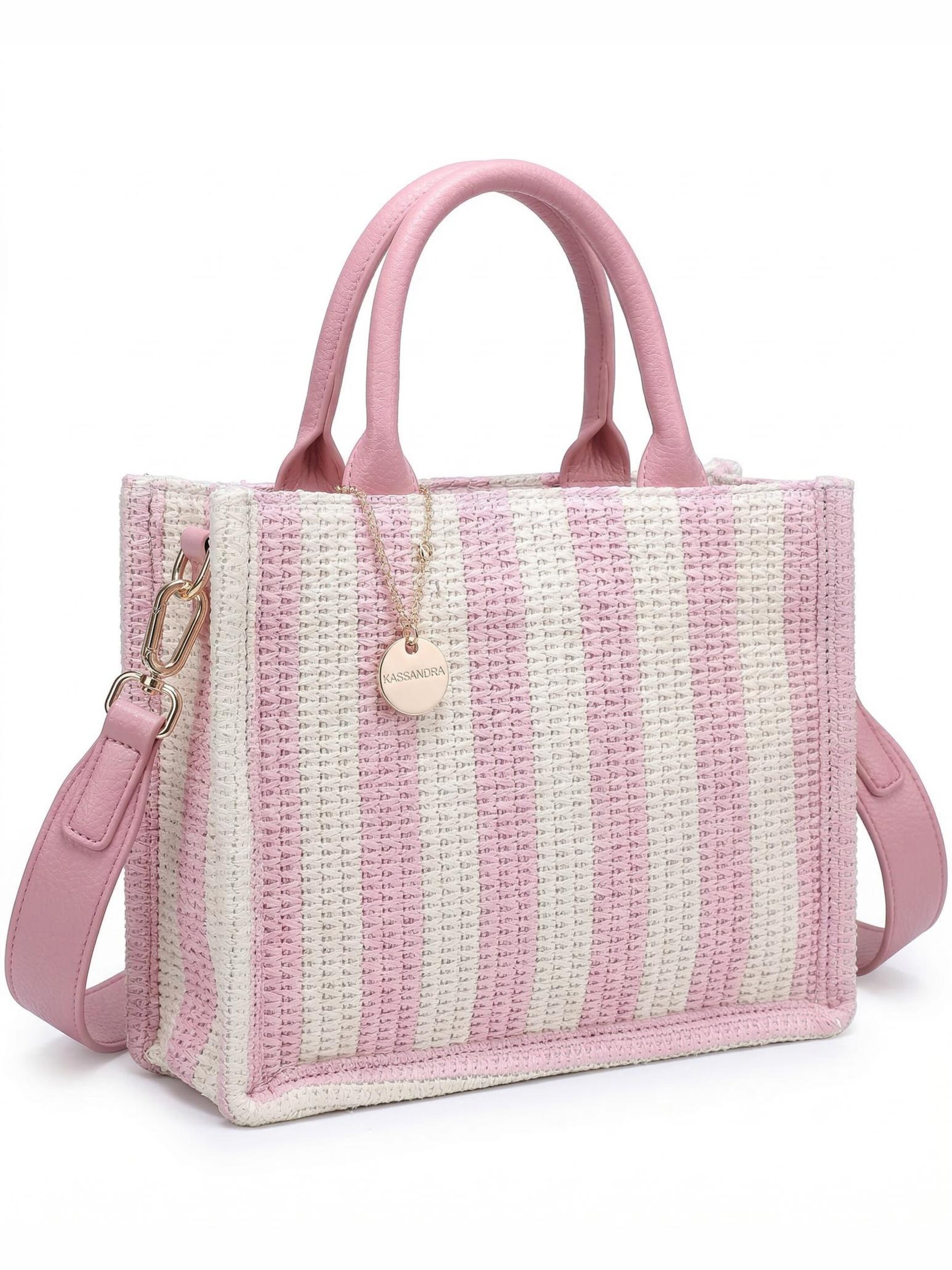 Borsa a tracolla 'Borsa a Tracolla Eliara Donna - Tessuto Intrecciato Rafia e' di Kassandra in rosa