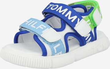 TOMMY HILFIGER - Sapatos abertos em azul: frente