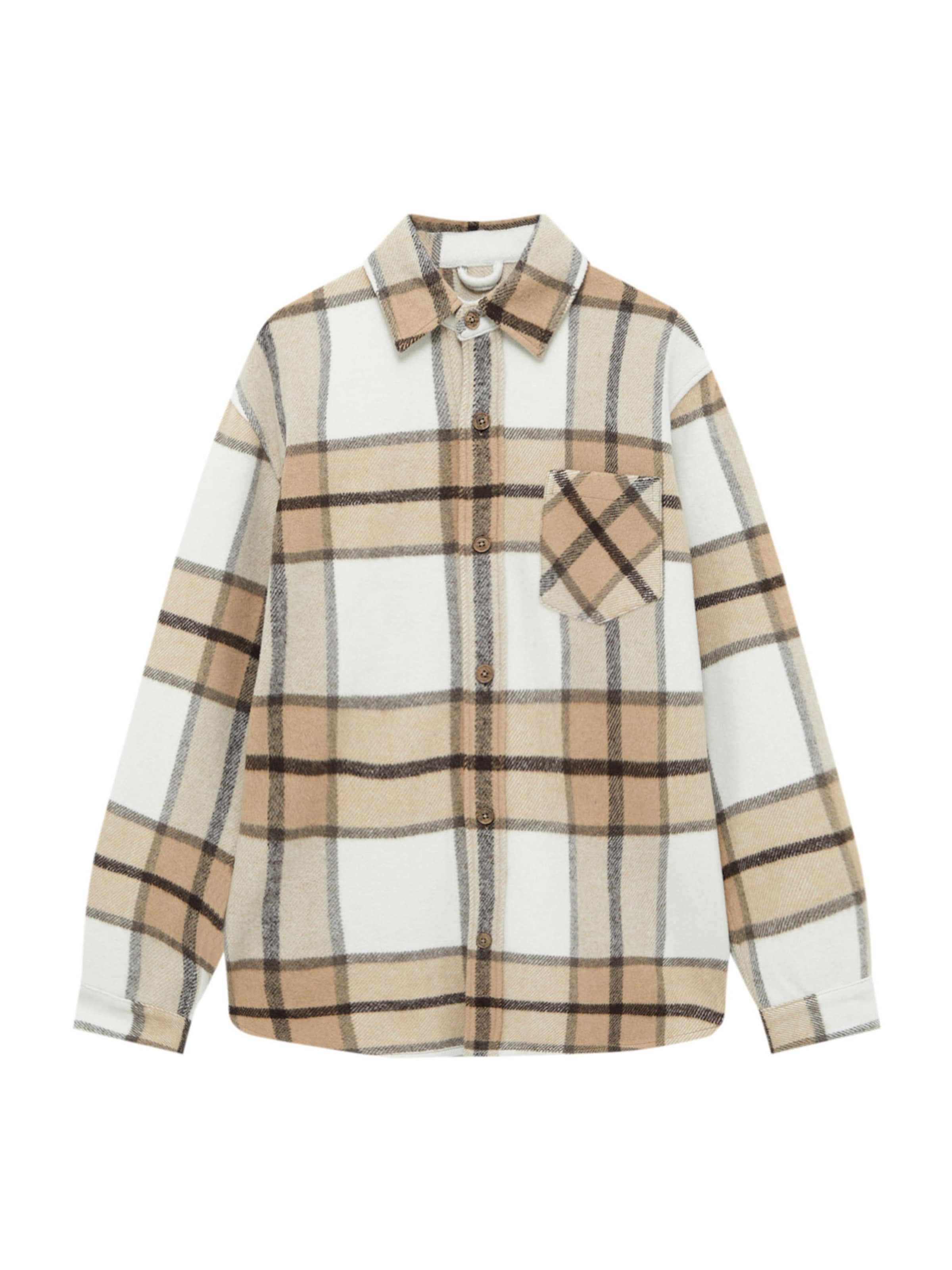Pull&Bear Риза в тъмнобежово / тъмнокафяво / бяло, Преглед на продукта