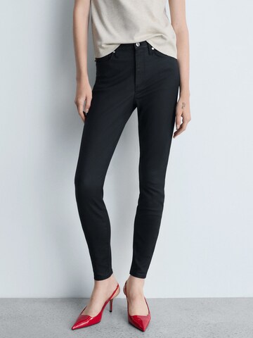 MANGO Slimfit Jeans 'ANNE' in Zwart: voorkant