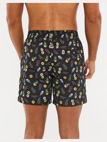 Threadbare Badeshorts 'Ananas' in Schwarz