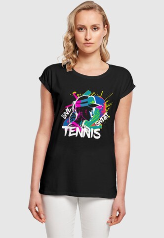 Merchcode Shirt 'Tennis Love, Sweat' in Zwart: voorkant