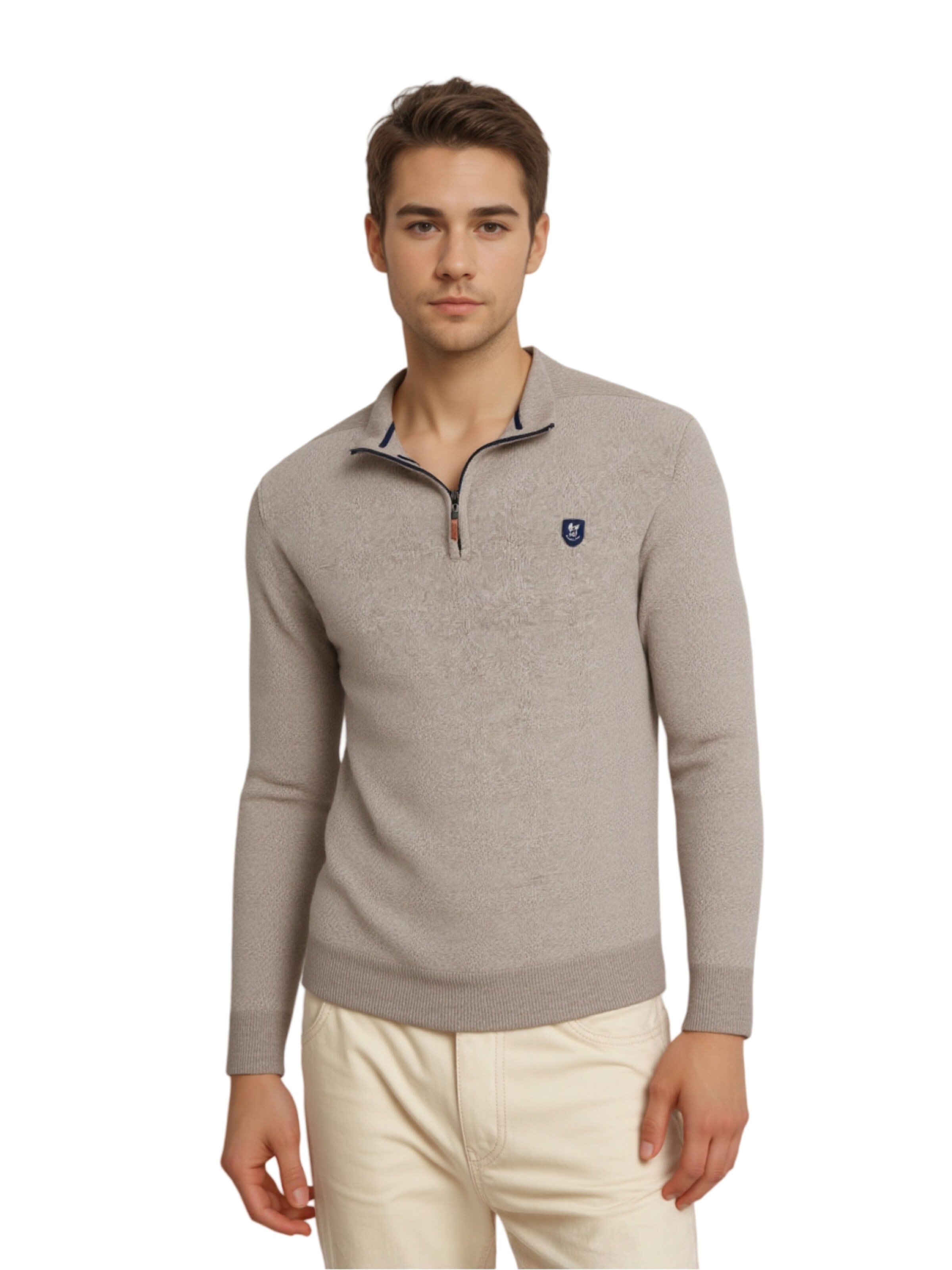 HAJO Sweater 'Jaspé' in Beige: front