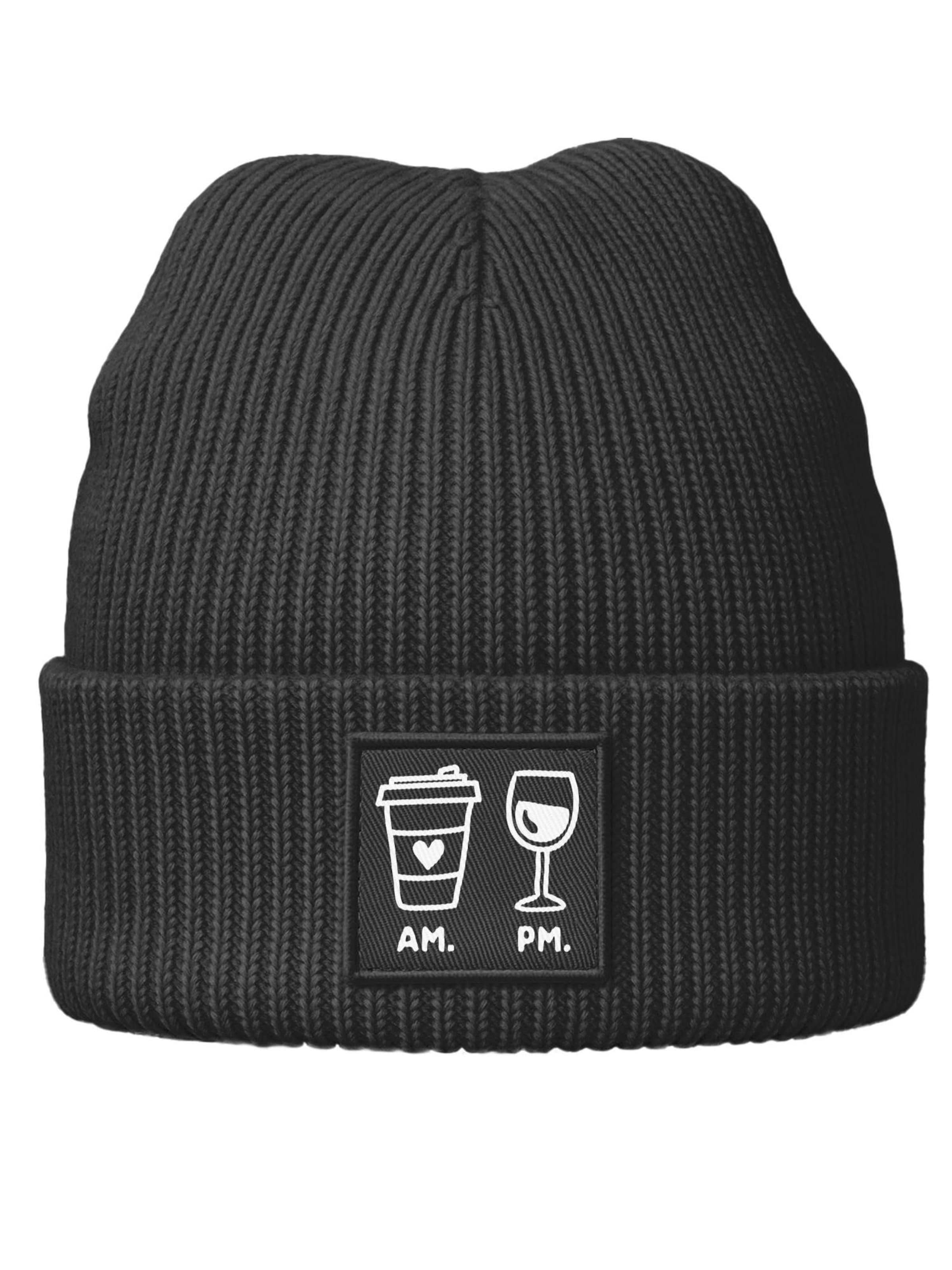 Neverless Beanie 'AM PM' in Black: front