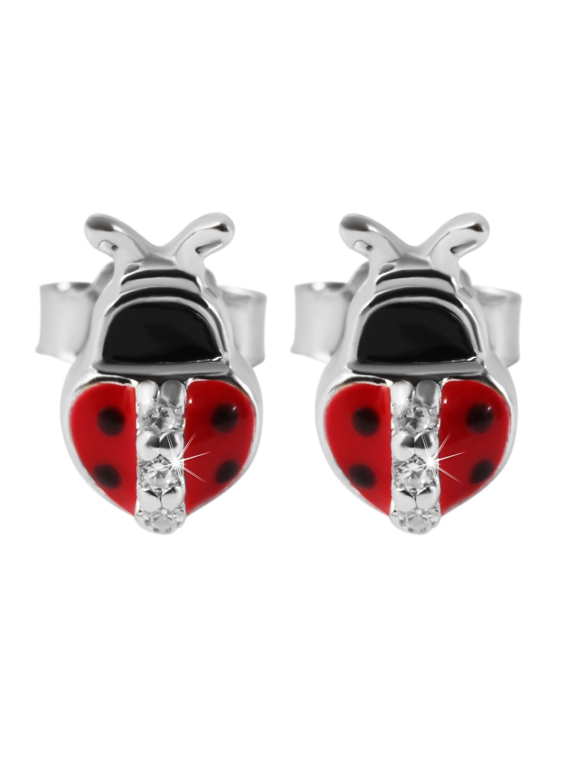 Akzent Earrings '"Glückskäfer Betti" aus 925 Sterlingsilber, rhodiniert,' in Silver: front