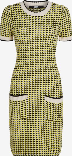 Karl Lagerfeld Strikkjole i gul / sort / naturhvid, Produktvisning