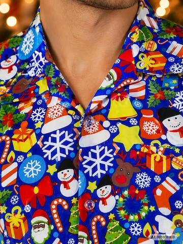 King Kameha Regular Fit Hemd 'Christmas Allover'‌‌‌‌‌‌ in Blau