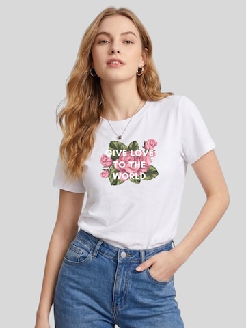 T-shirt 'Women Pink Rose Print T-Shirt' LapaPlus en blanc : devant