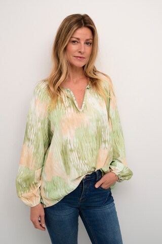 Cream Blouse 'Cassia' in Groen: voorkant