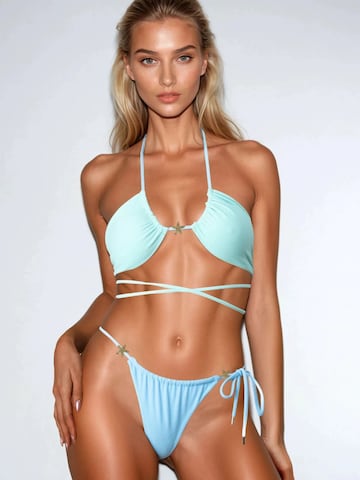 Flavia Valentini Triangel Bikini 'Roma Sponge Mini Starfish Reversibile Bikini Set - Celeste/Aquamarina' in Blauw