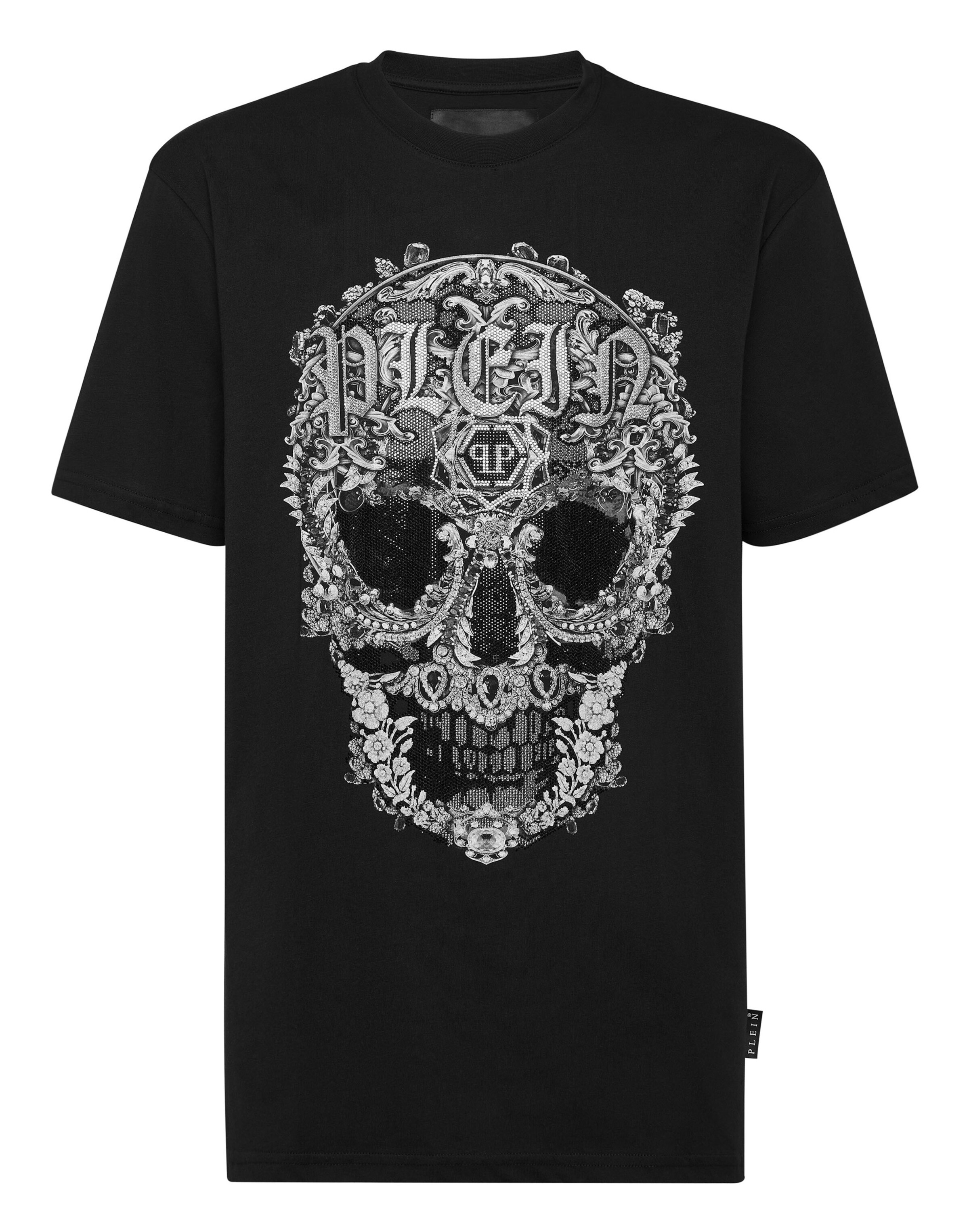 Philipp Plein T-Shirt 'Skull' en gris clair / noir / blanc, Vue avec produit