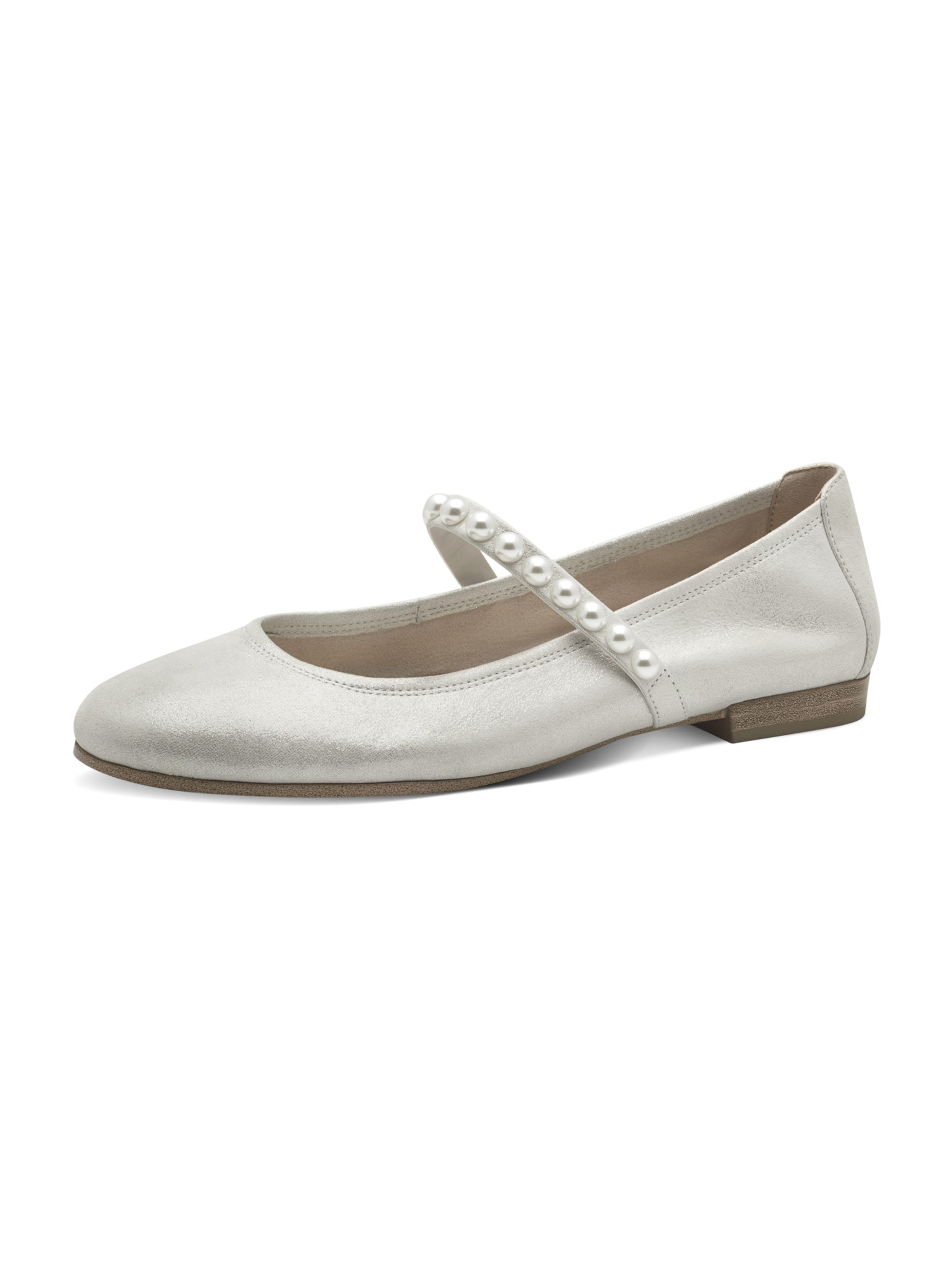 Tamaris Ballet Flats with Strap in Silver: front