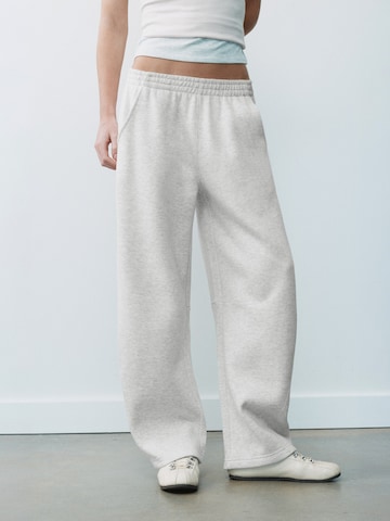 Pull&Bear Wide leg Broek in Grijs: voorkant