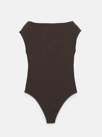 Pull&Bear Блуза боди в кафяво