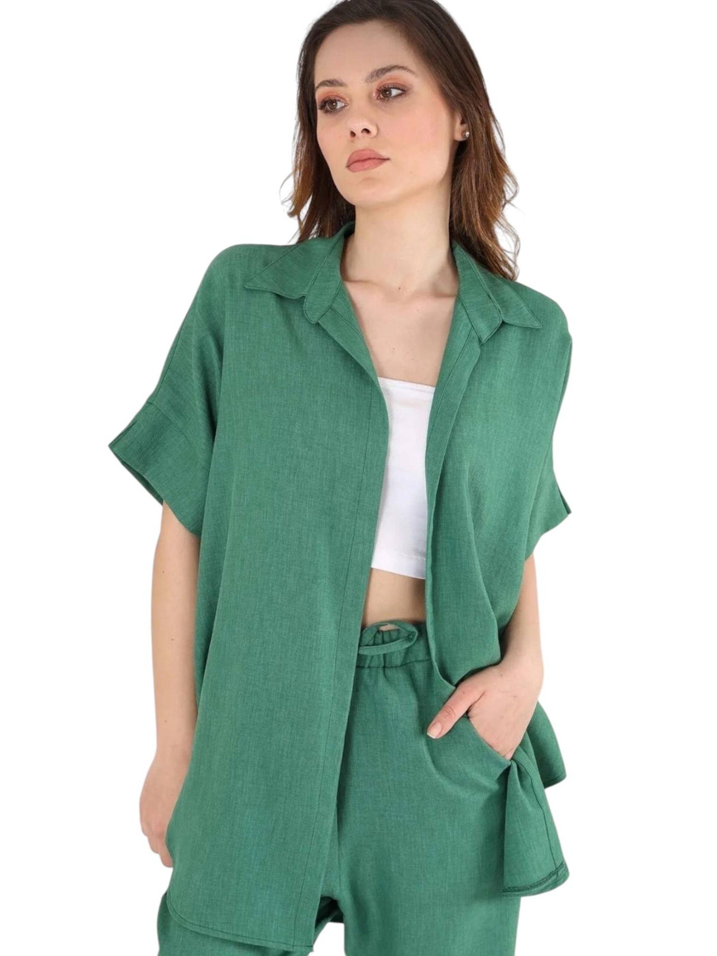 fashionshowcase Blouse 'LinenEase' in Groen