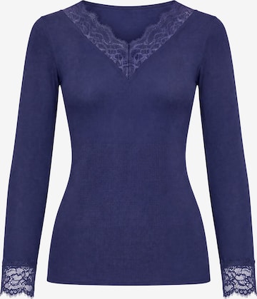 Ciocca - Camiseta térmica 'Maglia Intima con Pizzo in Cashmere Modal Scollo a V' en azul: frente
