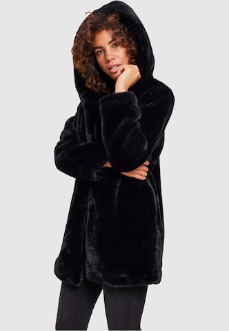 Urban Classics Prechodný kabát ' Ladies Hooded Teddy Coat ' - Čierna: predná strana