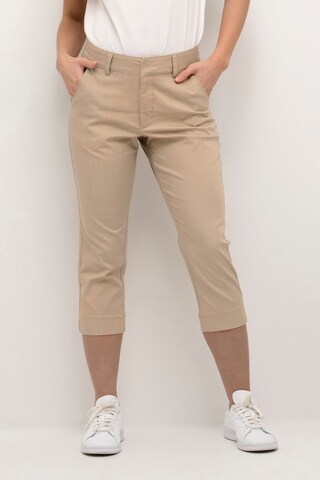 Coupe slim Pantalon 'Alea' Kaffe en beige : devant