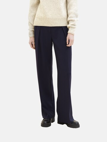 TOM TAILOR Wide leg Pleat-Front Pants 'Lea' in Blue: front