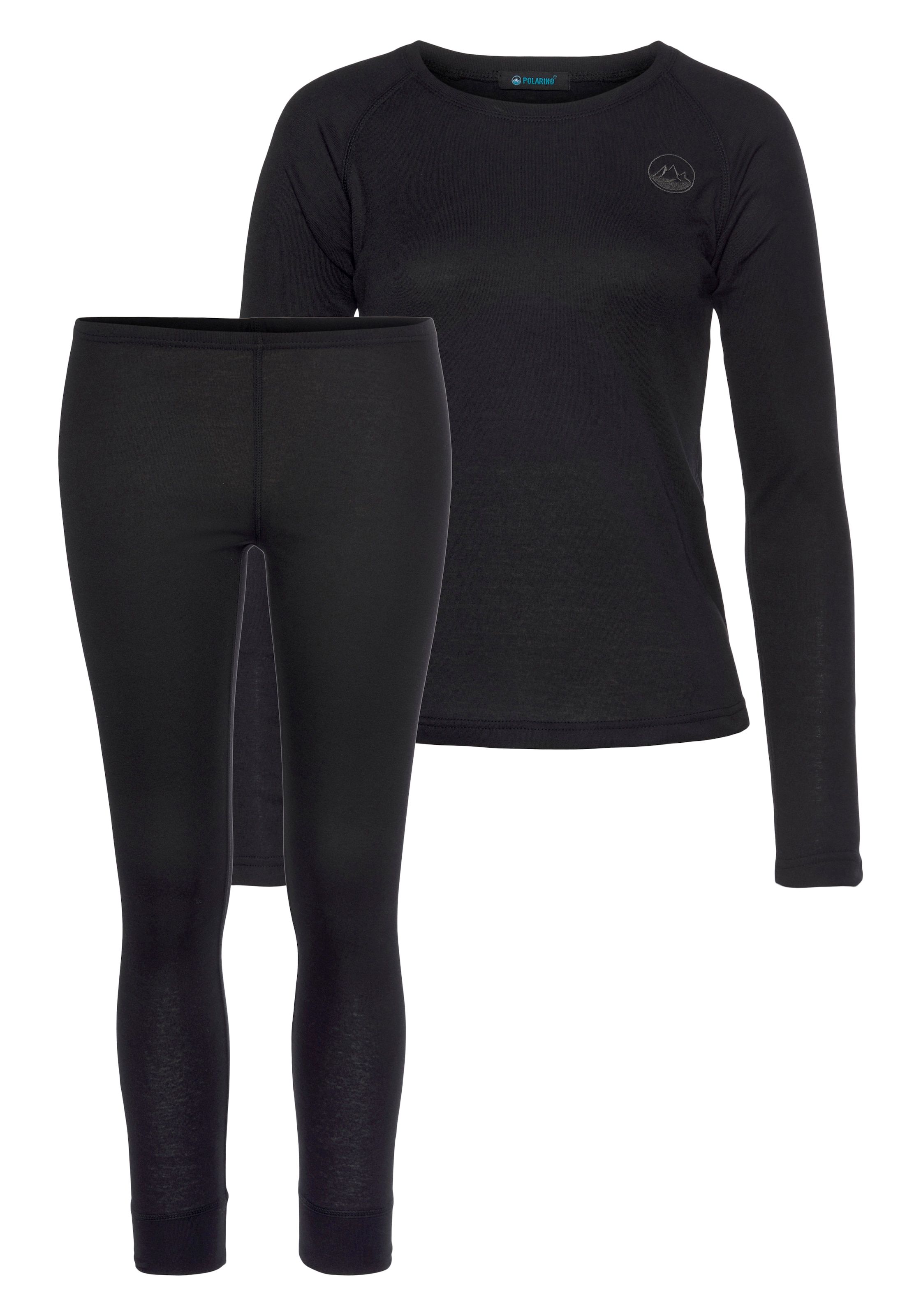 POLARINO Funktionsunterwäsche-Set in Schwarz: Vorderseite