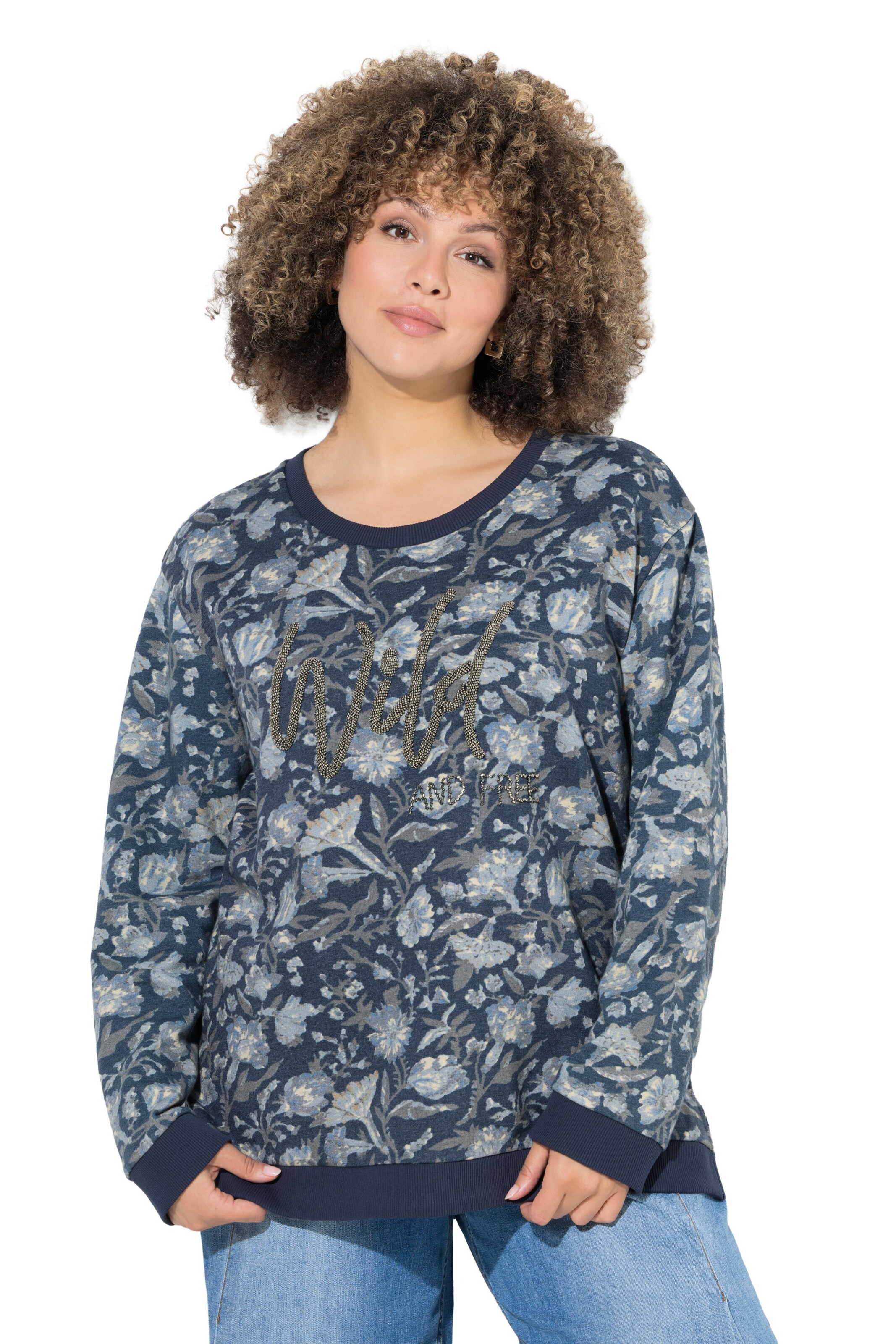 Ulla Popken Sweatshirt in Blau: Vorderseite