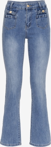 Influencer Flared Jeans in Blauw: voorkant