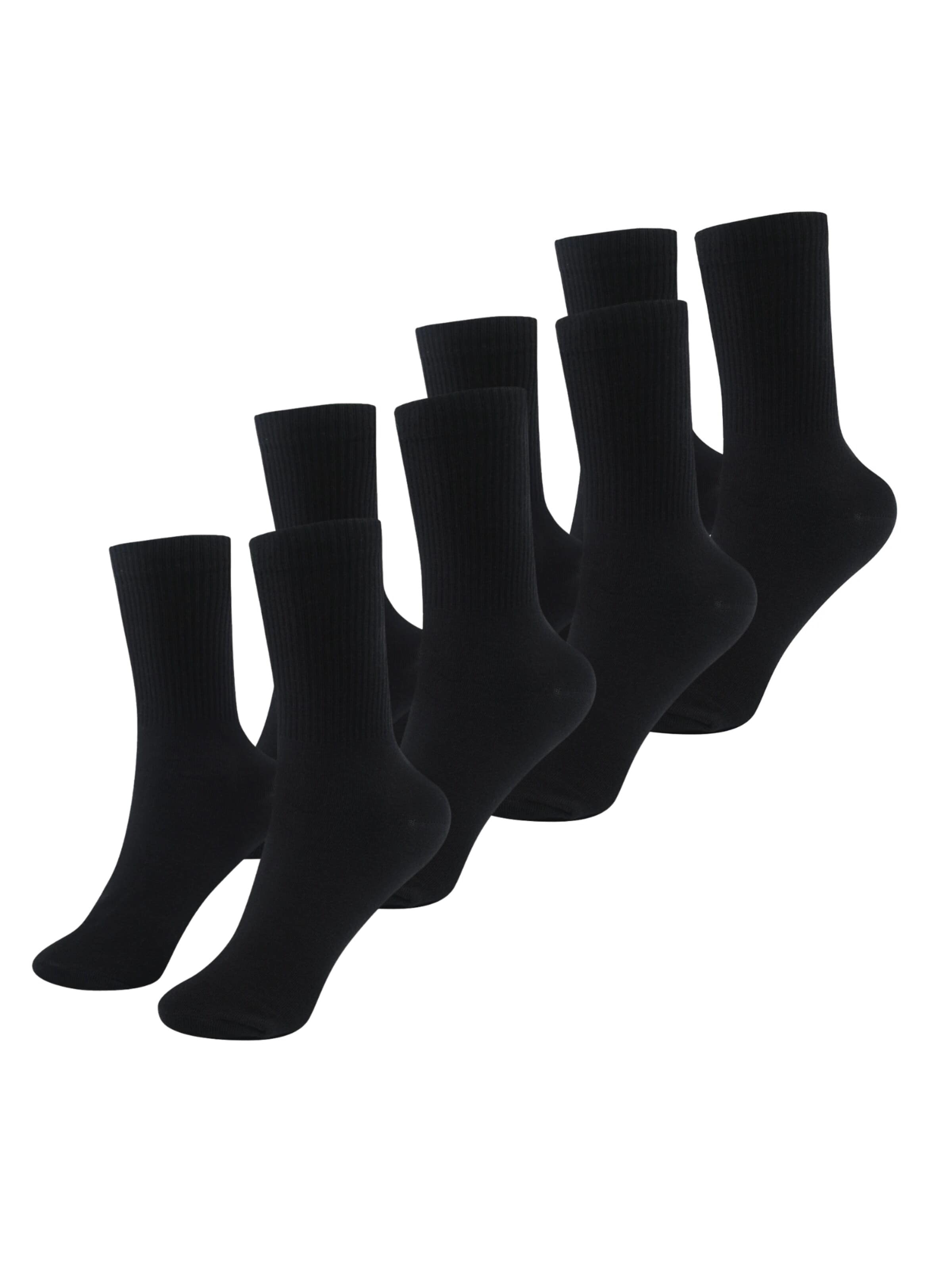 Chaussettes 'Lange Sportsocken | 4er Pack' cfab (formerly creamy fabrics) en noir : devant