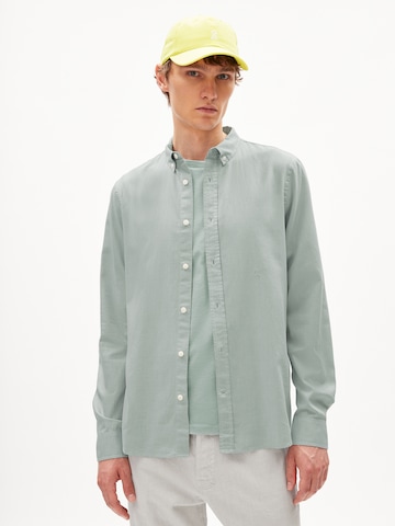 ARMEDANGELS Regular fit Button Up Shirt 'Quasa' in Green: front