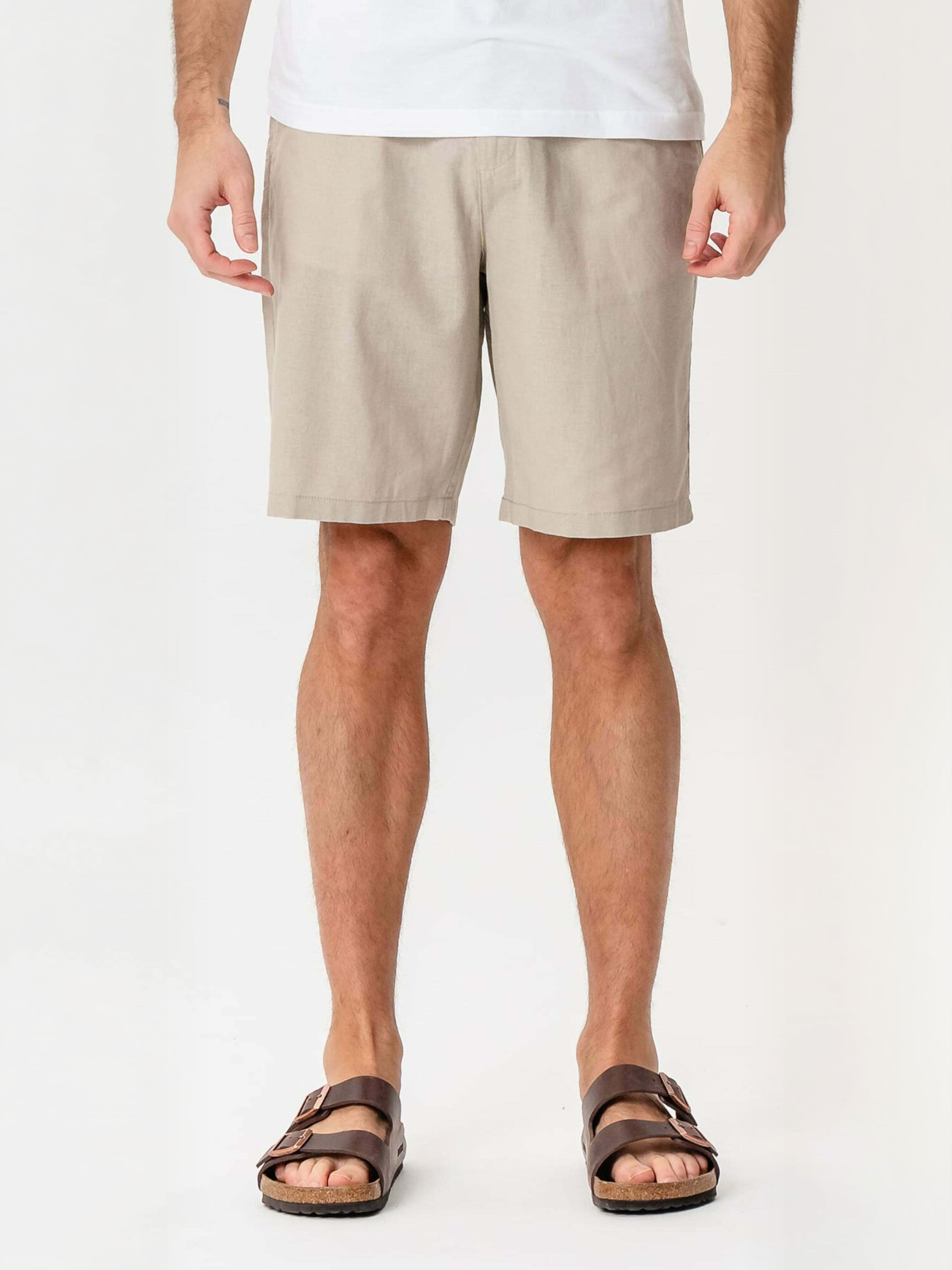 Pantalon ' Linen Blend ' TEESHOPPEN en beige : devant