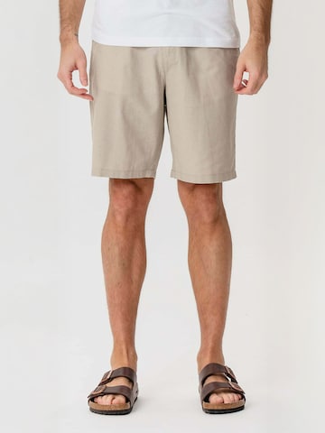 Pantalon ' Linen Blend ' TEESHOPPEN en beige : devant