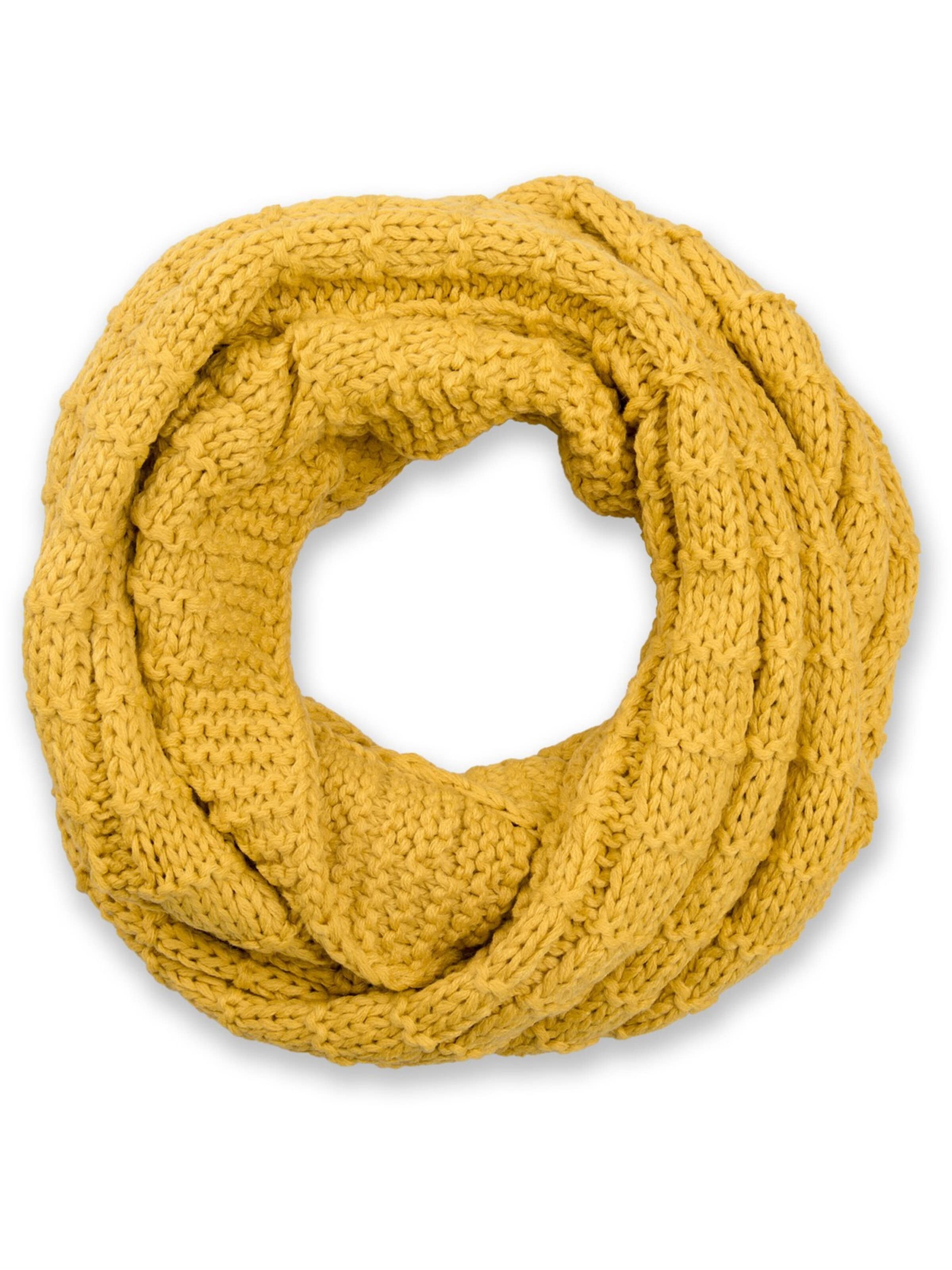 styleBREAKER Loop scarf 'Strick Loop mit Karomuster' in Yellow: front