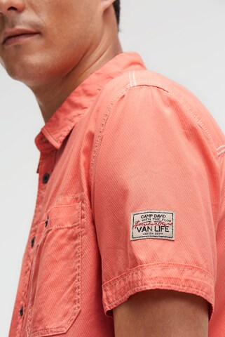 CAMP DAVID Regular fit Button Up Shirt in Orange
