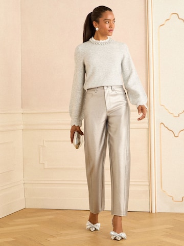 Barrel Pantalon love & roses en argent