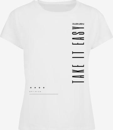 F4NT4STIC Shirt 'Take It Easy' in Wit: voorkant