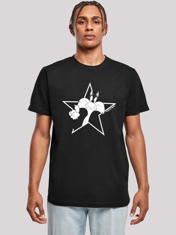 F4NT4STIC Shirt 'Looney Tunes Sylvester Cartoon Stern' in Black: front