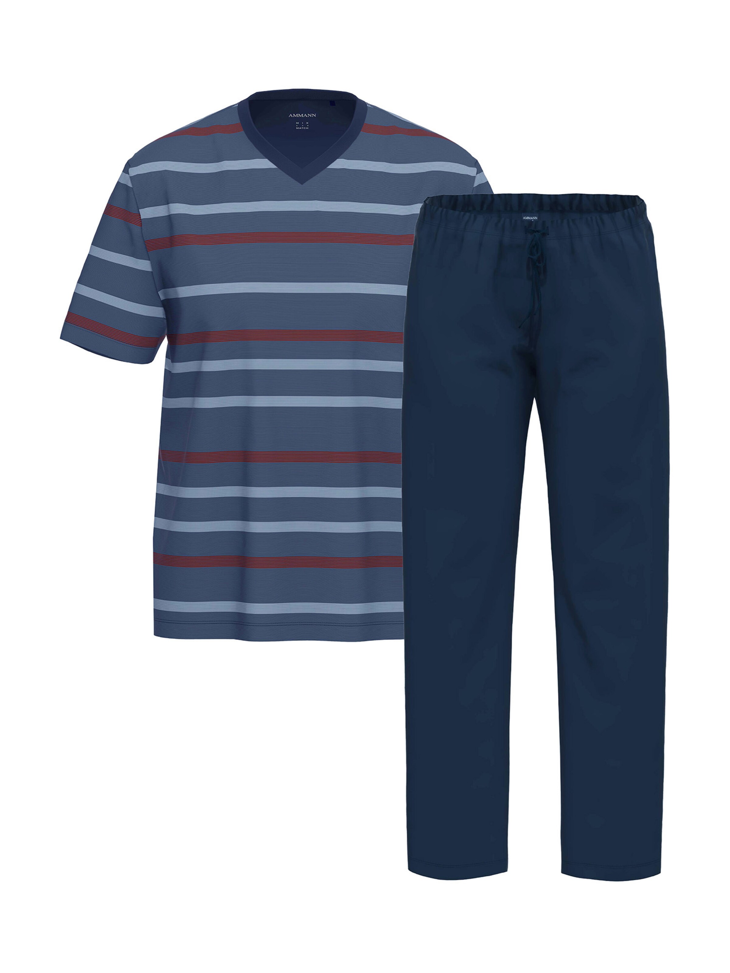 Ammann Short Pajamas 'Night & Home Cotton' in Blue: front