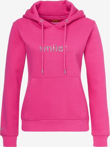 smiler. Sweatshirt 'Happy' in Pink: predná strana