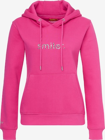 smiler. Sweatshirt 'Happy' in Pink: front