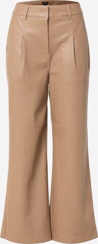 River Island Flared Pleat-Front Pants in Brown: front