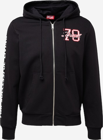 DIESEL Zip-Up Hoodie 'GINN' in Black: front