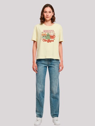 F4NT4STIC Shirt 'Merry Christmas Cozy And Cute ' in Geel