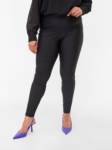 Skinny Leggings 'XFIVE' de la Zizzi pe negru: față