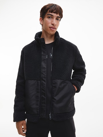 Calvin Klein Fleece Jacket in Black: front
