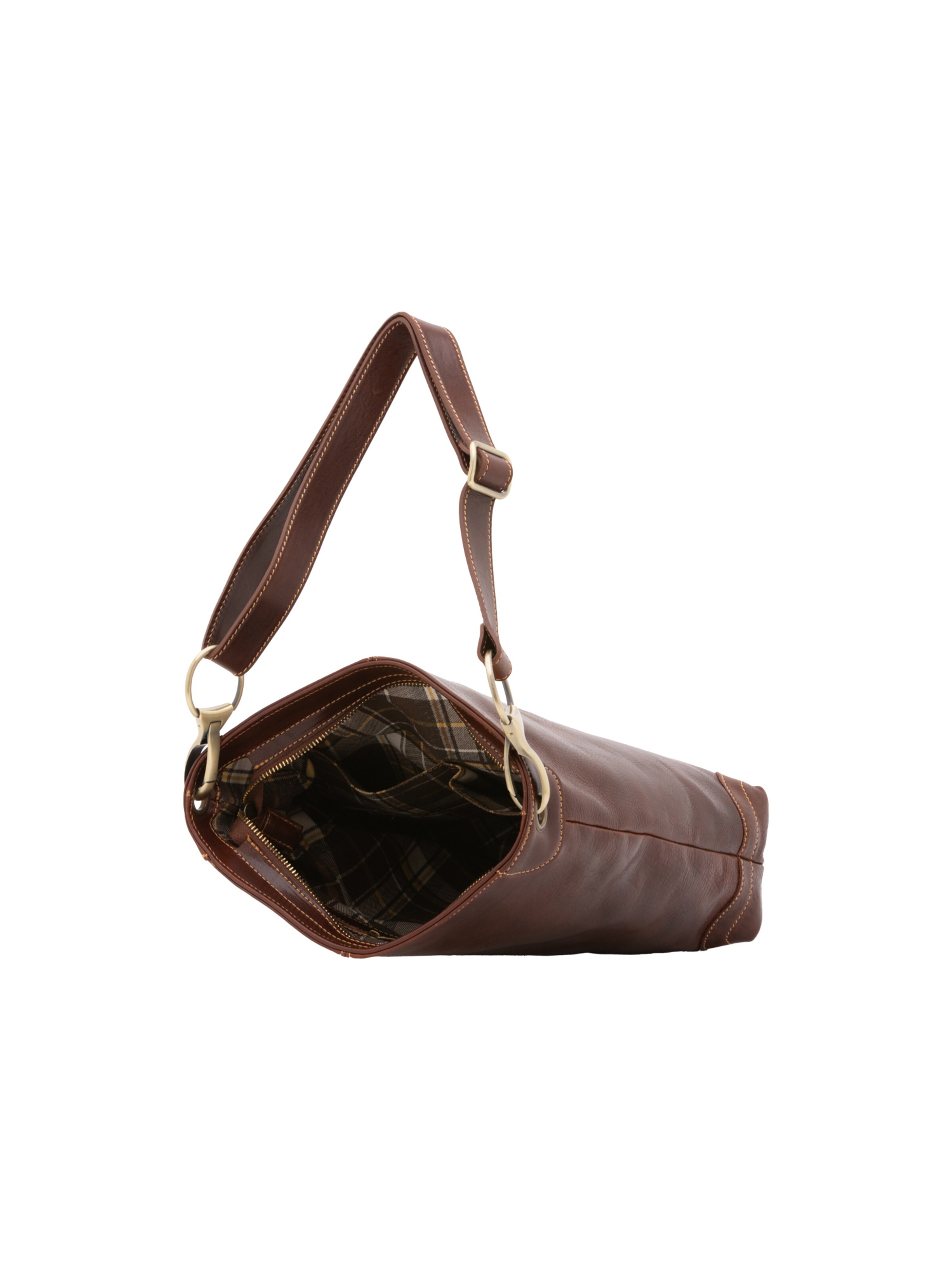 Borsa a spalla 'Borsa a Spalla Donna Pelle Vacchetta Vera - Chiusura Zip Tracolla Regolabile' di I Fratelli in marrone