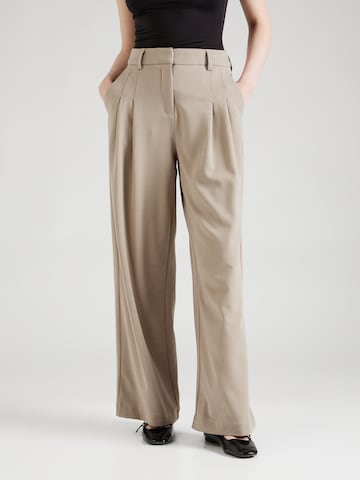 MSCH COPENHAGEN Wide leg Pleat-Front Pants 'Henrika' in Brown: front