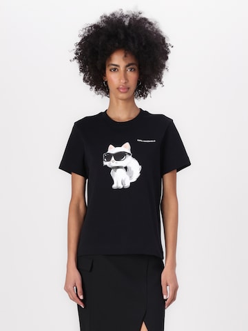 Karl Lagerfeld T-Shirt 'IKON AQUARELLE C' in Schwarz: Vorderseite