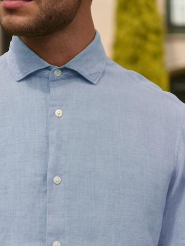 Coupe regular Chemise 'Signature' Next en bleu